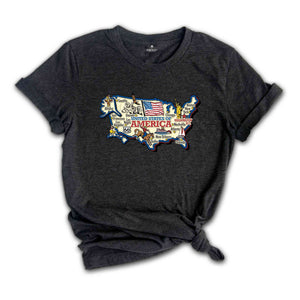 Retro USA Shirt, 4th of July Shirt, USA Map Shirt, Womens 4th of July, Fourth of July, Usa Flag Shirt, Patriotic Shirt