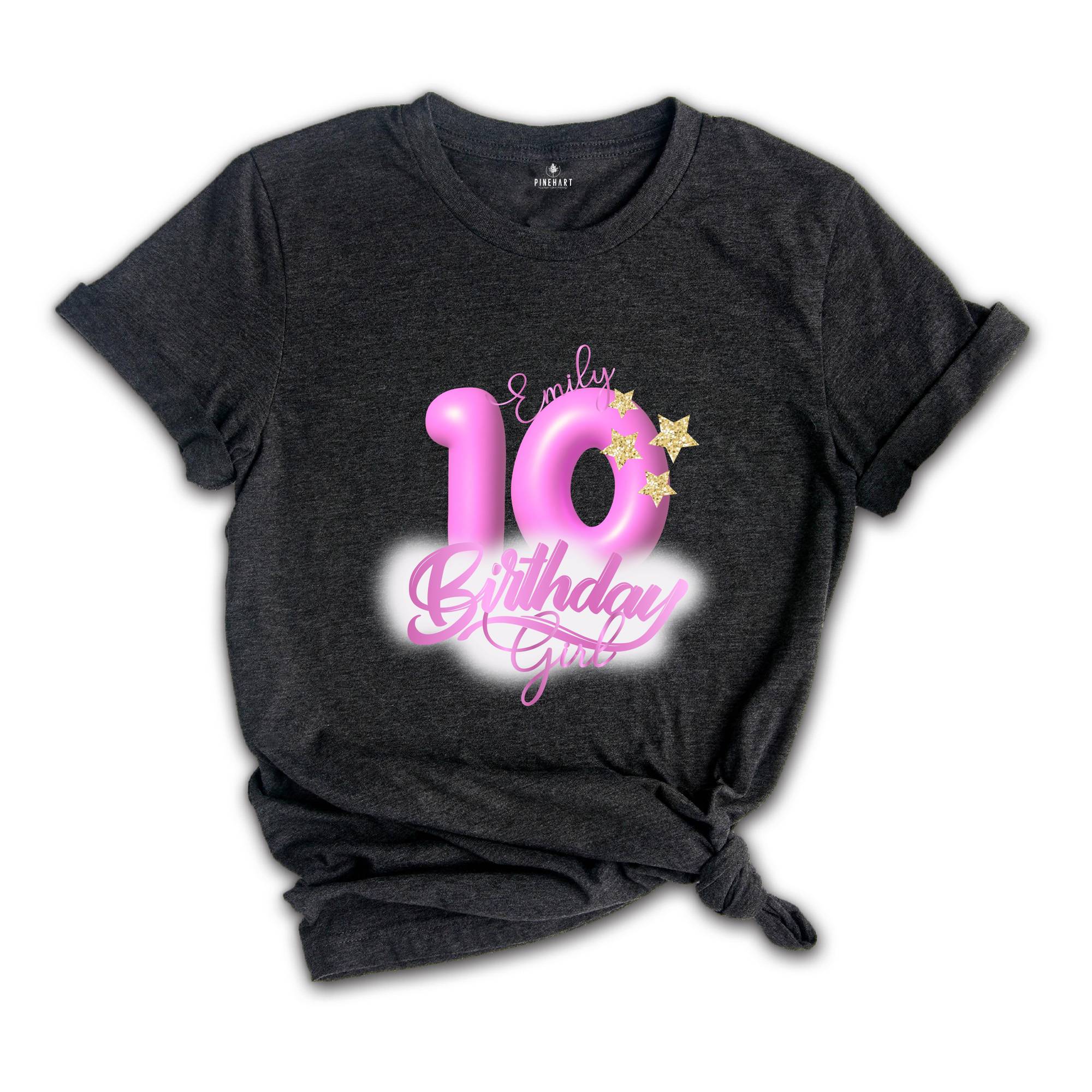 Personalized Birthday Girl T-shirt, Crown 10th Birthday Shirt, Custom Birthday Party, Kids Toddler Youth and Adult Shirt, 10th Birthday Tees