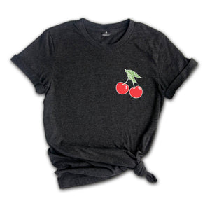 Pocketsize Cute Cherry Drawing Shirt, Cherries on the Pocket T-Shirt, Cute Cherry Drawing Tee, Cherry Shirt, Ripe Cherry Tee, Fruit Shirt