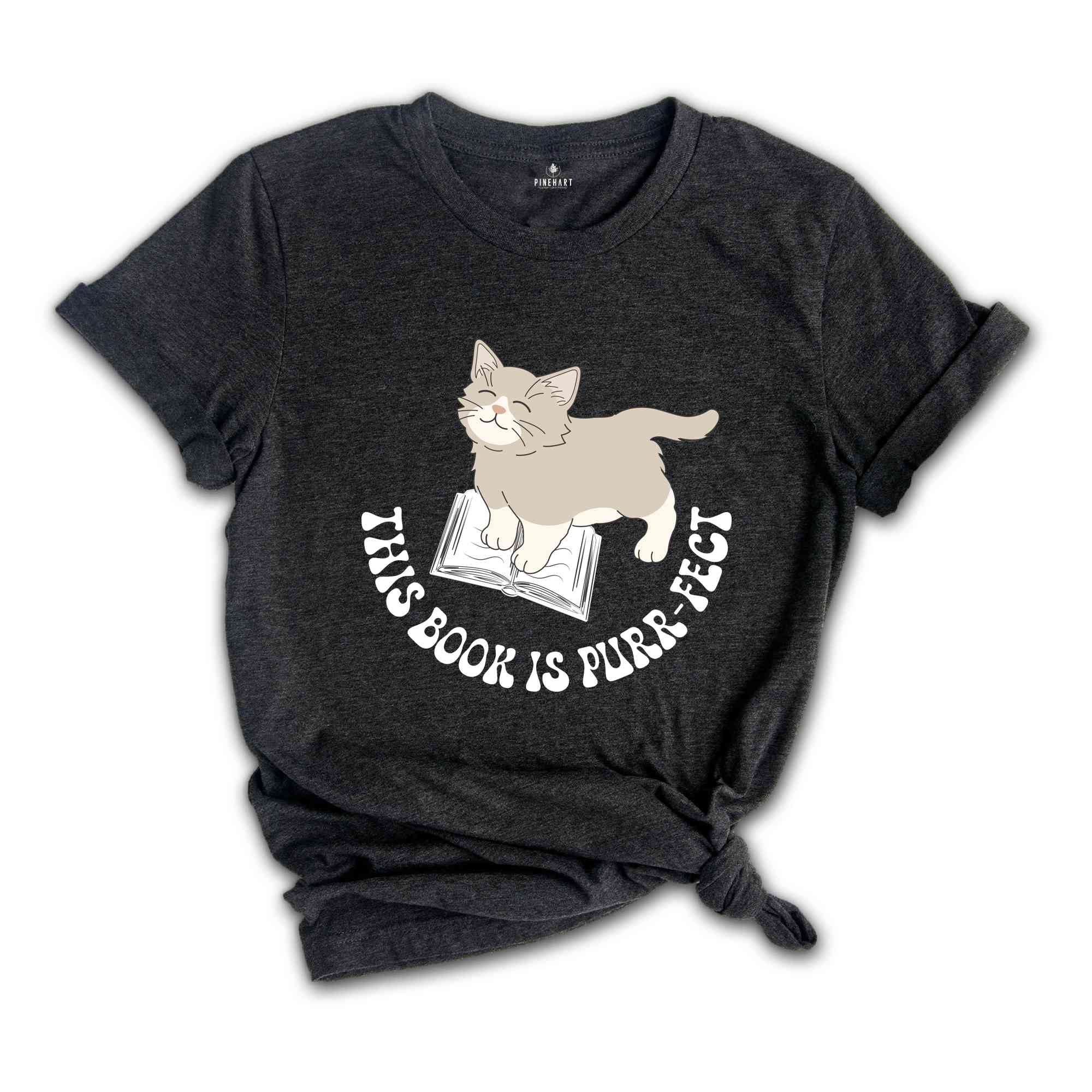 Cat Reading Book Shirt, Cat Book Tee, Bookish Shirt, Book Lover Gift, Book Club T-shirt, Cat Mom Shirt, Gift for Cat Lover, Bookworm Shirt