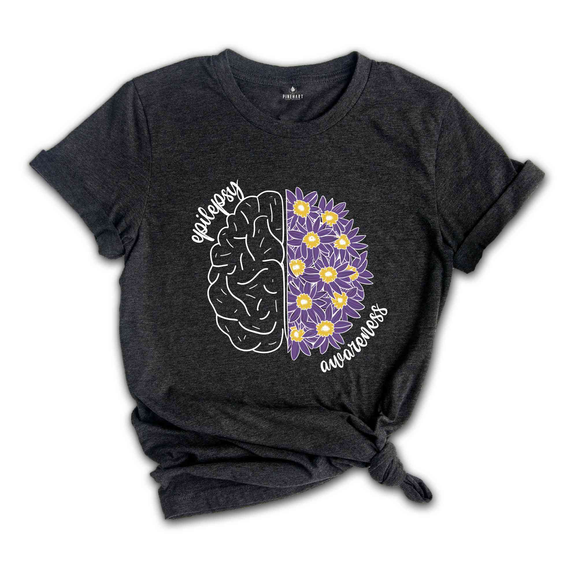 Epilepsy Awareness Shirt, Epilepsy Shirt, Motivational Shirt, Purple Ribbon Shirt, Awareness Gift, Flowers Shirt