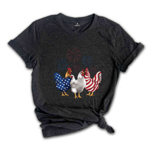 Fourth of July Americana Rooster Shirt, Independence Day Tee, American Pride Shirt, Patriotic Chicken Tee, Americana Rooster Shirt