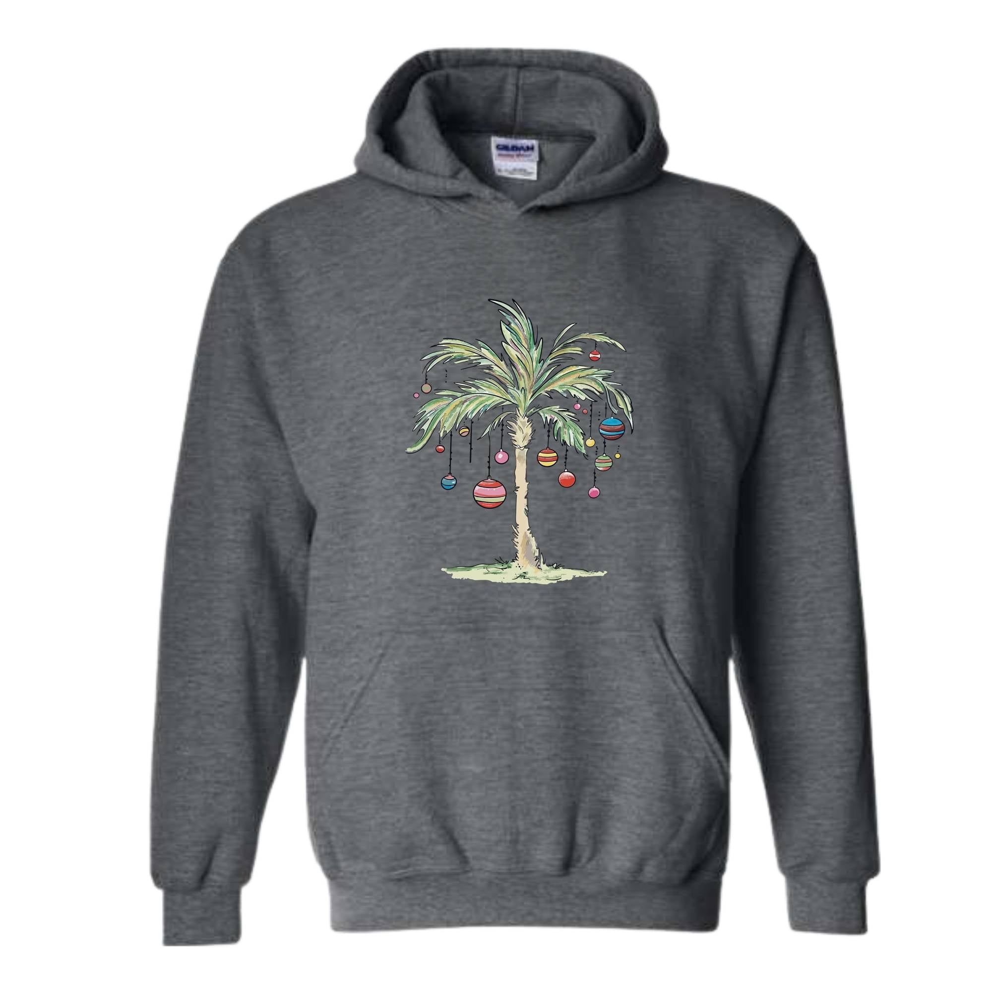 Christmas Palm Tree Hoodie, Tropical Christmas Hoodie, Aloha Christmas Sweater, Holiday Beach Hoodie