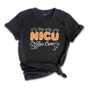 NICU Boo Crew T-Shirt, Halloween NICU Nurse Shirt, Spooky Neonatal Intensive Care Unit Nurse Gifts For Halloween