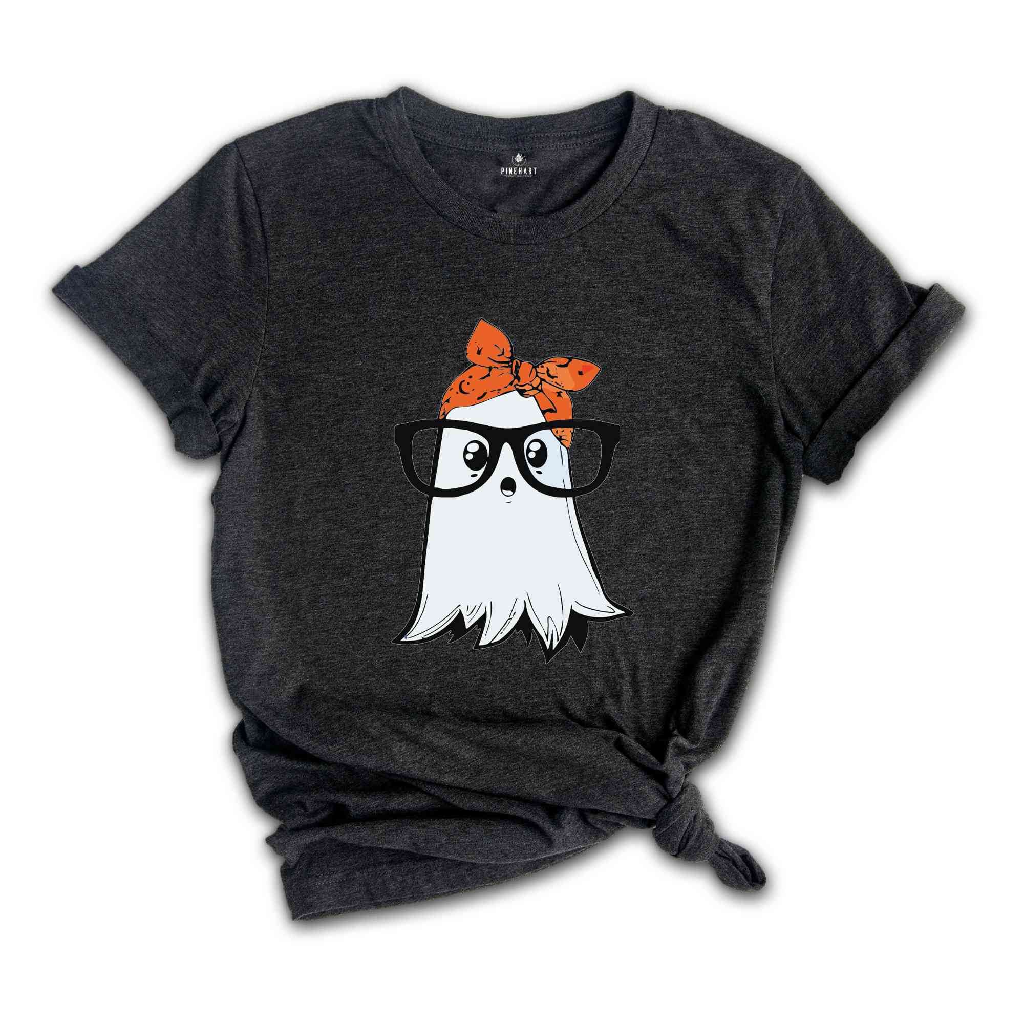 Funny Cute Ghost with Glasses Halloween T-Shirt, Spooky Ghost Tee, Funny Halloween Shirt, Cute Halloween Party Shirt