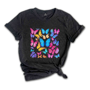 Rainbow Butterfly T-shirt, Cute Butterfly Gift, watercolor Butterflies Shirt, Cute Gift for Women, Summer Shirt, Cute Butterfly Shirt