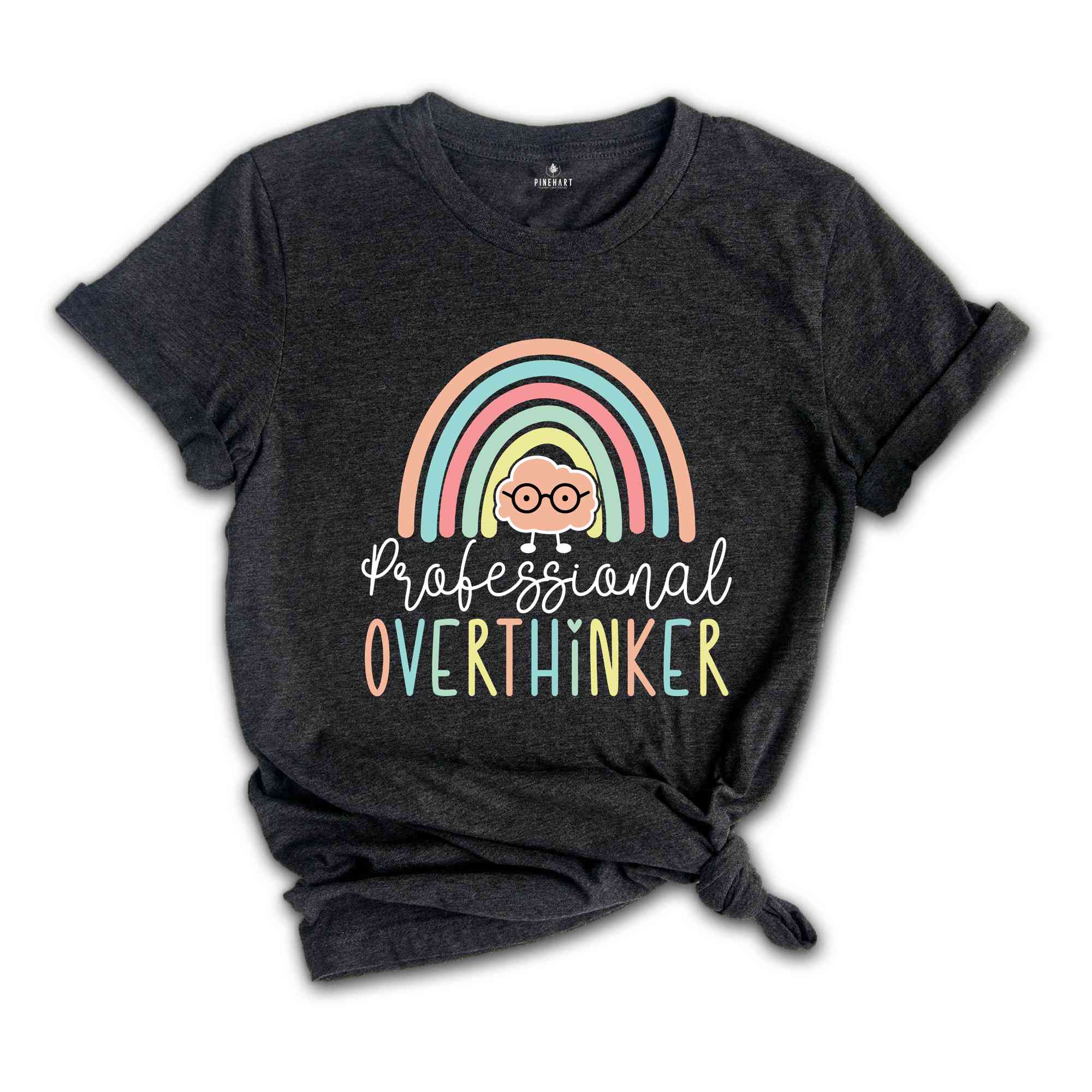 Professional Overthinker Shirt, Mental Health Matters Shirt, Cute Brain With Eyeglasses Shirt, Therapist Shirt