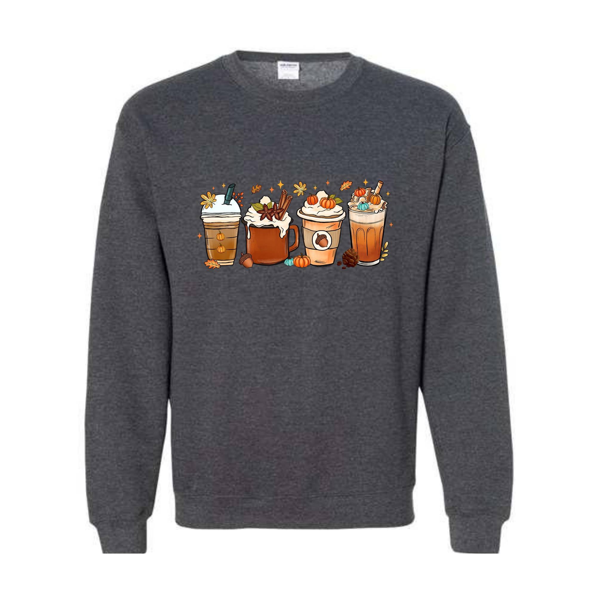 Fall Coffee Sweatshirt, Halloween Pumpkin Latte Drink Cup, Halloween Fall Sweatshirt, Coffee Lover Sweatshirt, Thanksgiving Sweatshirt