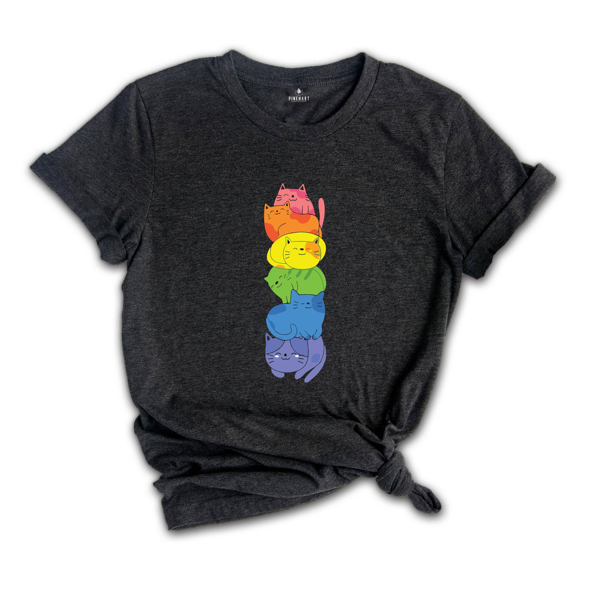 Purride Cat Shirt, LGBT Flag Shirt, Gay Pride Shirt, LGBTQ Shirt, Embroidery Rainbow Cat Shirt, Gay Shirt, Queer Cat Shirt