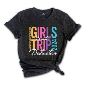 Custom Girls Trip 2024 Shirt, Personalized Girl Vacation Shirt, Weekend Matching Shirts, Beach Shirt, Summer Shirt, Vacay Mode Shirt