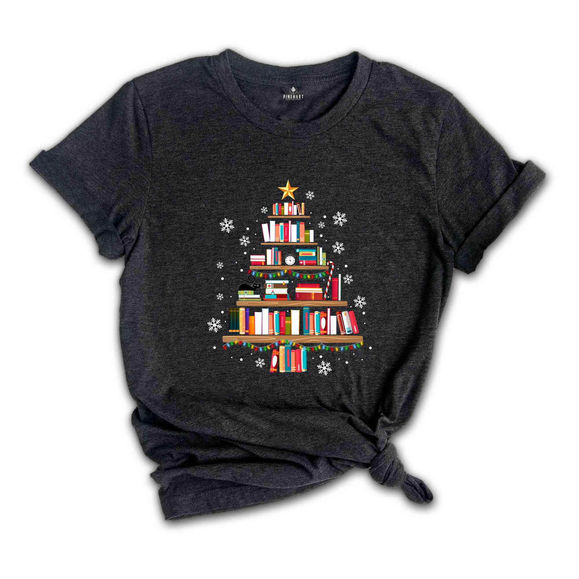 Christmas Book Tree Shirt, Librarian Christmas Shirt, Book Lover Shirt, Pine Tree Shirt, Christmas Gift, Bookworm Shirt, Reading Shirt