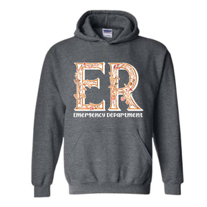 Floral Emergency Department Sweatshirt, ER Nurse Hoodie, ER Nurse Gift, ER Department Sweater, Emergency Room Tee, Cute Mom Hoodie