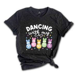 Dancing With My Peeps Shirt, Dancing Bunny with Sunglasses T-Shirt, Easter Bunny Shirt, Easter Day Gift, Easter Kids T-Shirt