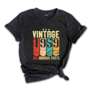 Vintage 1959 Shirt, Original Parts Shirt, 65th Birthday Shirt, 65th Birthday Men, 65th Birthday Women, Retro Shirt, Vintage Birthday Shirt