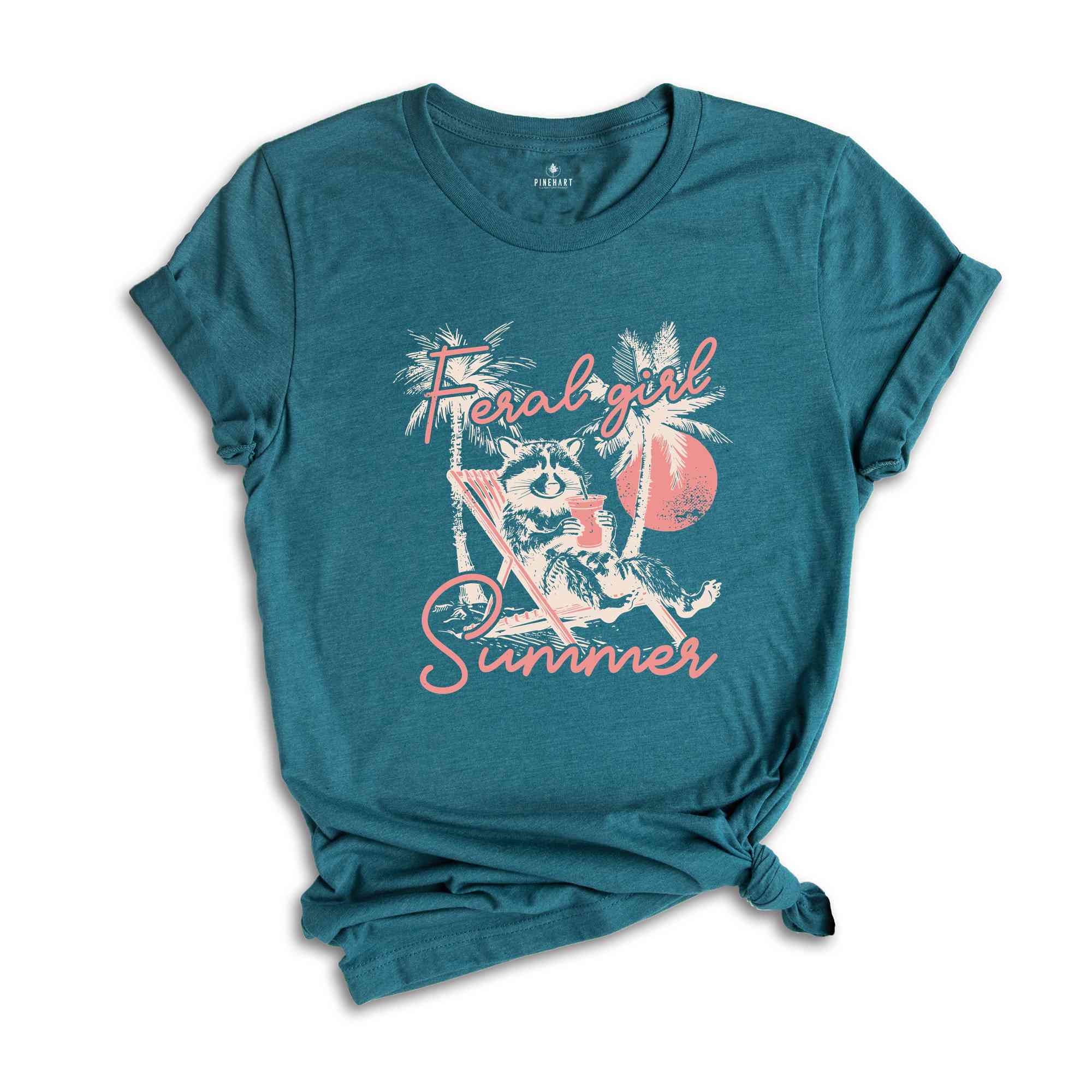 Feral Girl Summer T-Shirt, Funny Raccoon Shirt, Sarcastic Shirt, Funny Vintage Shirt, Girls Trip Gifts, Summer Tee