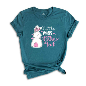 Little Miss Cotton Tail T-shirt, Bunny Lover Shirt, Easter Party Tee, Happy Easter 2024 Gift, Cute Easter Gift