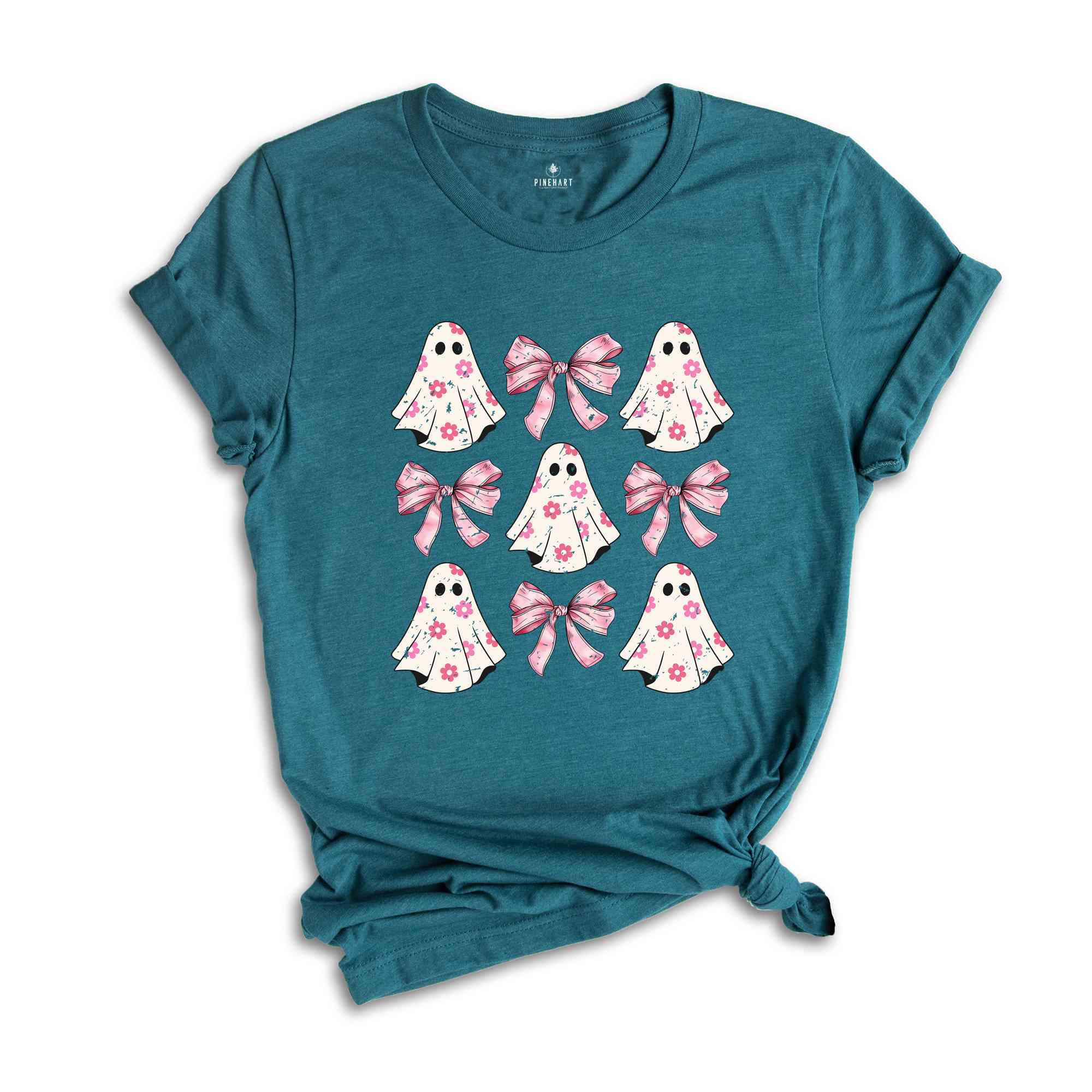 Coquette Halloween Shirt, Coquette Pink Bow Ghost, Cute Ghost Shirt, Pink Coquette Halloween Shirt, Pink Spooky Vibes Shirt