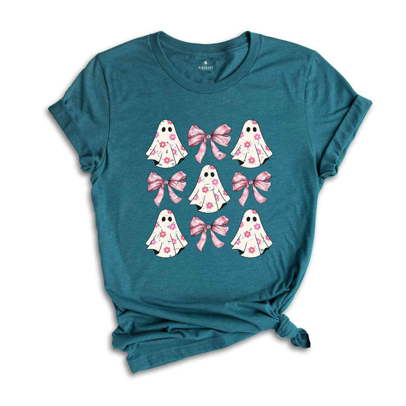 Coquette Halloween Shirt, Coquette Pink Bow Ghost, Cute Ghost Shirt, Pink Coquette Halloween Shirt, Pink Spooky Vibes Shirt