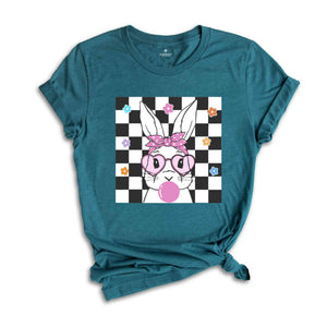 Cute Bunny With Bandana Glasses Bubblegum Shirt, Rabbit Shirt, Easter Rabbit Shirt, Funny Easter Shirt