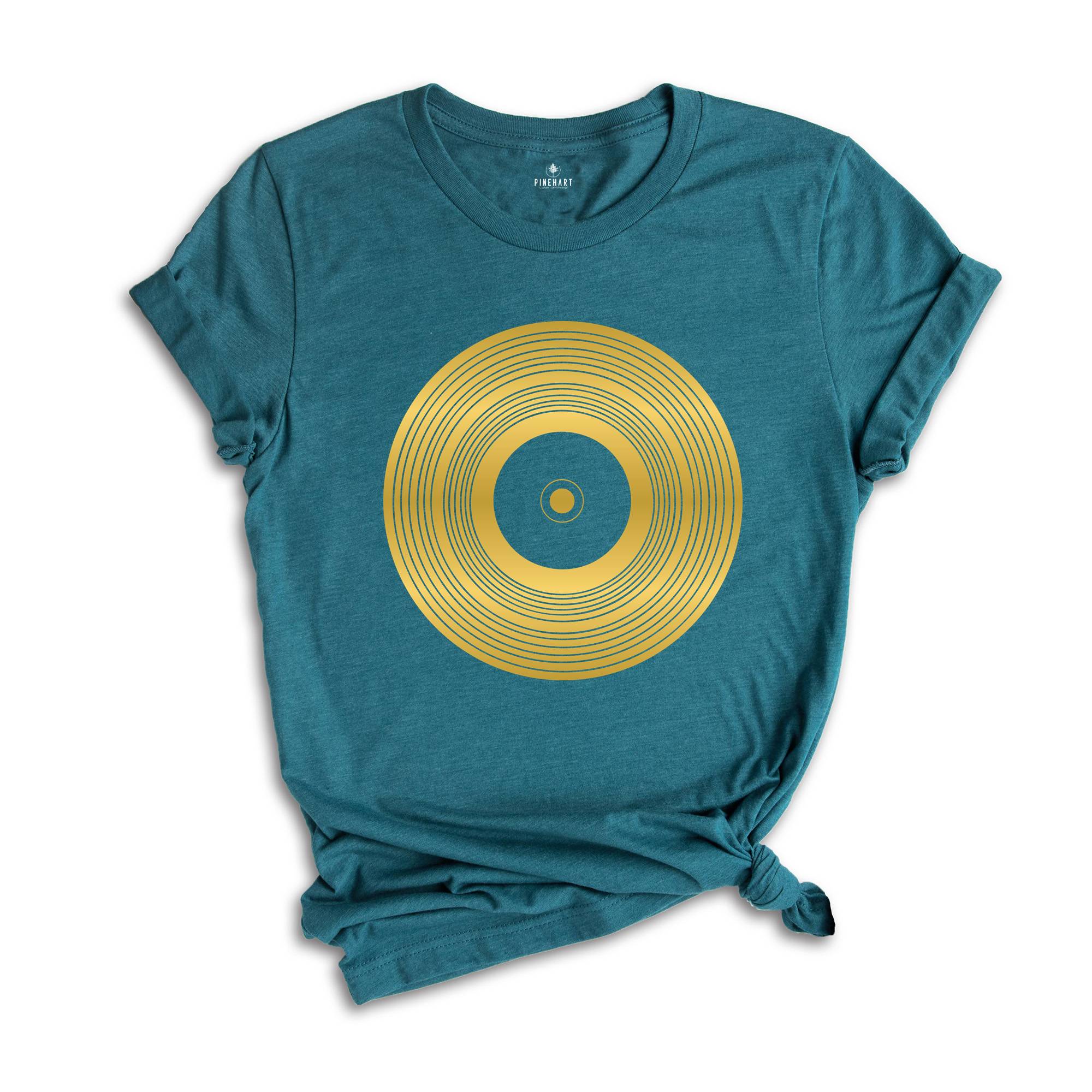 Gold Vinyl Record Shirt, Music Lover Shirt, Men Music Shirt, LP Record Shirt, Record Collector Shirt, DJ Music Shirt, Teacher Shirt