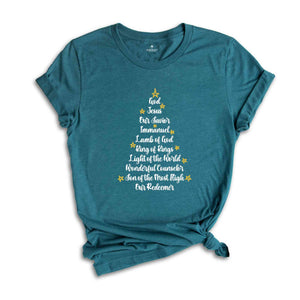 Names of Jesus Christmas Tree Shirt, Christmas Jesus T-Shirt, Christmas 2024, Christmas Gift