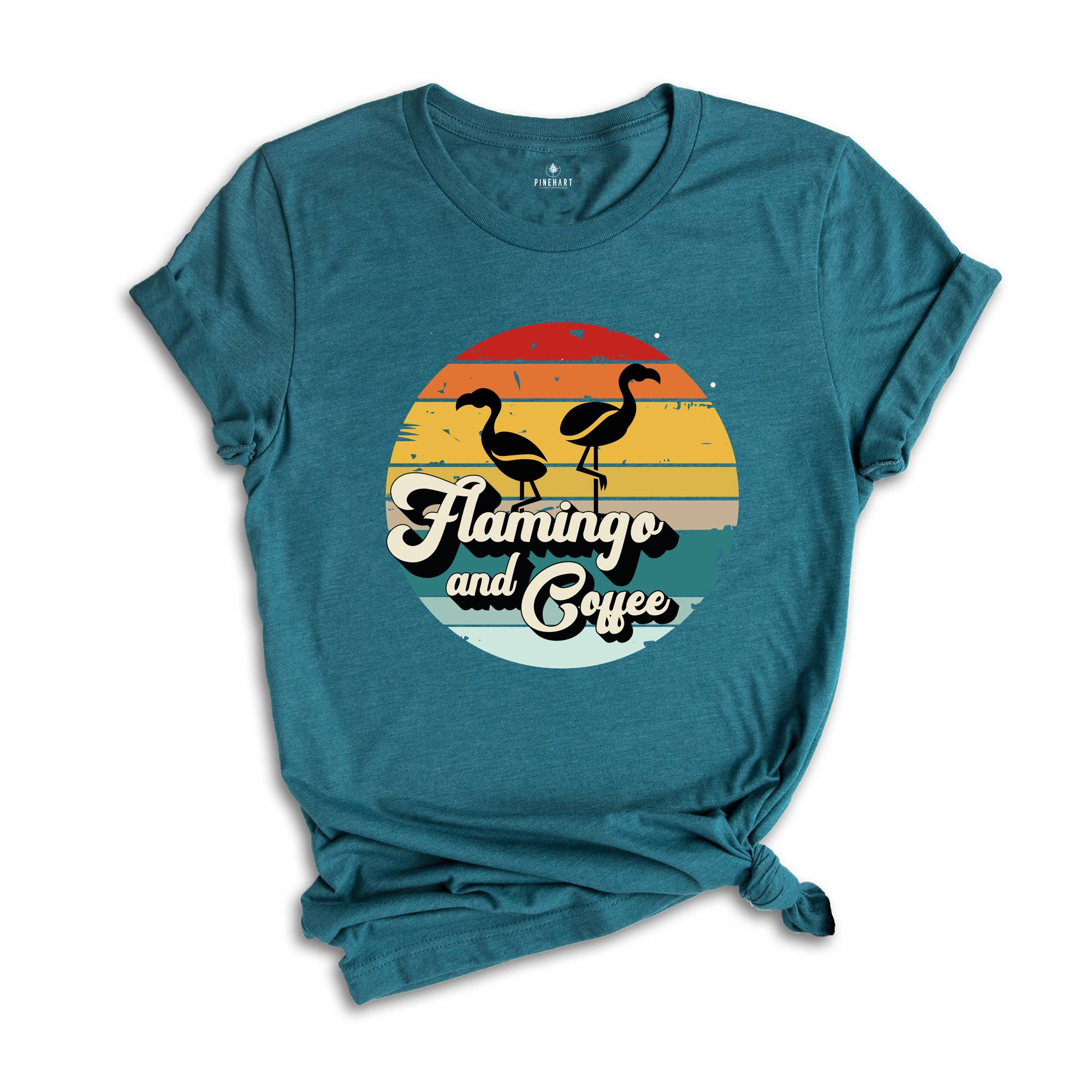 Flamingo and Coffee Shirt, Coffee Lover Tee, Coffee Gifts, Flamingo T Shirt, Coffee Flamingo Gift, Barista Shirt, Cute Coffee Shirt