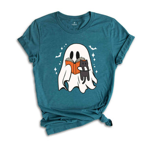 Cute Bookish Ghost Shirt, Boo Shirt, Halloween Librarian Shirt, Spooky Season Shirt, Bookworm Gift, Ghost Reading Book Shirt, Spooky Shirt