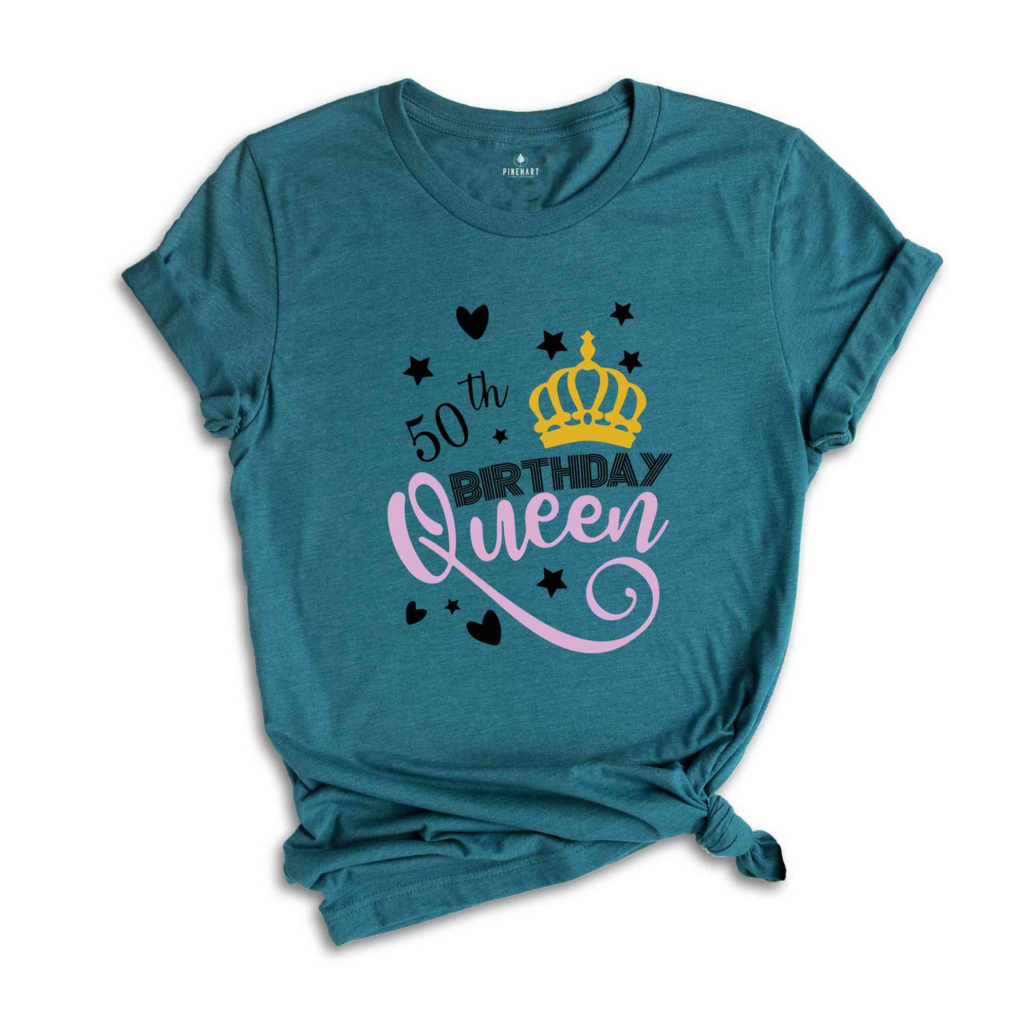 Custom Birthday Queen And Crew Shirt, Personalized 50th Birthday Queen T-Shirt, Birthday Queen Your Name On Shirt, Birthday Crew T-Shirt