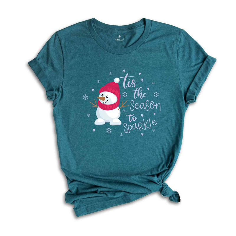 Tis The Season To Sparkle Shirt, Snowman Christmas Shirt, Christmas Shirt, Let It Snow Shirt, Snowman Shirt, Winter Shirt, Holiday Shirt