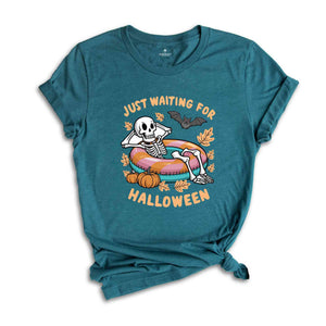 Just Waiting For Halloween Shirt, Funny Halloween Shirt, Halloween Skull Shirt, Halloween Summer Shirt, Halloween Skeleton Shirt, Fall Shirt