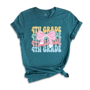 4th Grade Teacher Coquette Shirt, Teacher Pencil Coquette Bow Shirt, Teacher T-Shirt, Teacher Appreciation Shirt, Gifts For Teachers