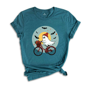 Ghost Bicycle Halloween Shirt, Halloween Ghost Shirt, Halloween Shirt, Fall Shirt, Halloween Party Shirt, Spooky Season Shirt, Spooky Shirt