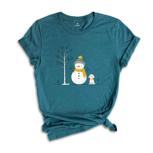 Christmas Snowman And Dog Shirt, Christmas Tree Shirt, Snowman Shirt, Dog Lover Christmas Shirt, Christmas Shirt, Snowman Shirt, Tree Shirt