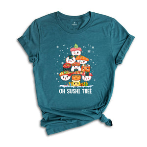 Christmas Oh Sushi Tree T-Shirt, Cute Sushi Gift, Christmas Gift, Japanese Cuisine Sushi Lover Gift, Foodie Shirt, Xmas Sweatshirt