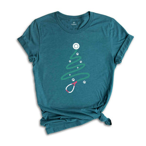 Stethoscope Christmas Tree Shirt, Veterinarian Christmas Gift, Vet Tech Gift, Animal Doctor Tee, Christmas Outfit