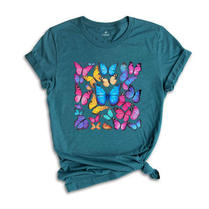 Rainbow Butterfly T-shirt, Cute Butterfly Gift, watercolor Butterflies Shirt, Cute Gift for Women, Summer Shirt, Cute Butterfly Shirt