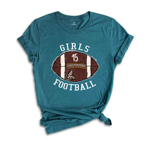 Girls Football Shirt, Football Lover Shirt, Game Day Shirt For Girls, Football Lover Gift Tee, Football Lover Girl Tee