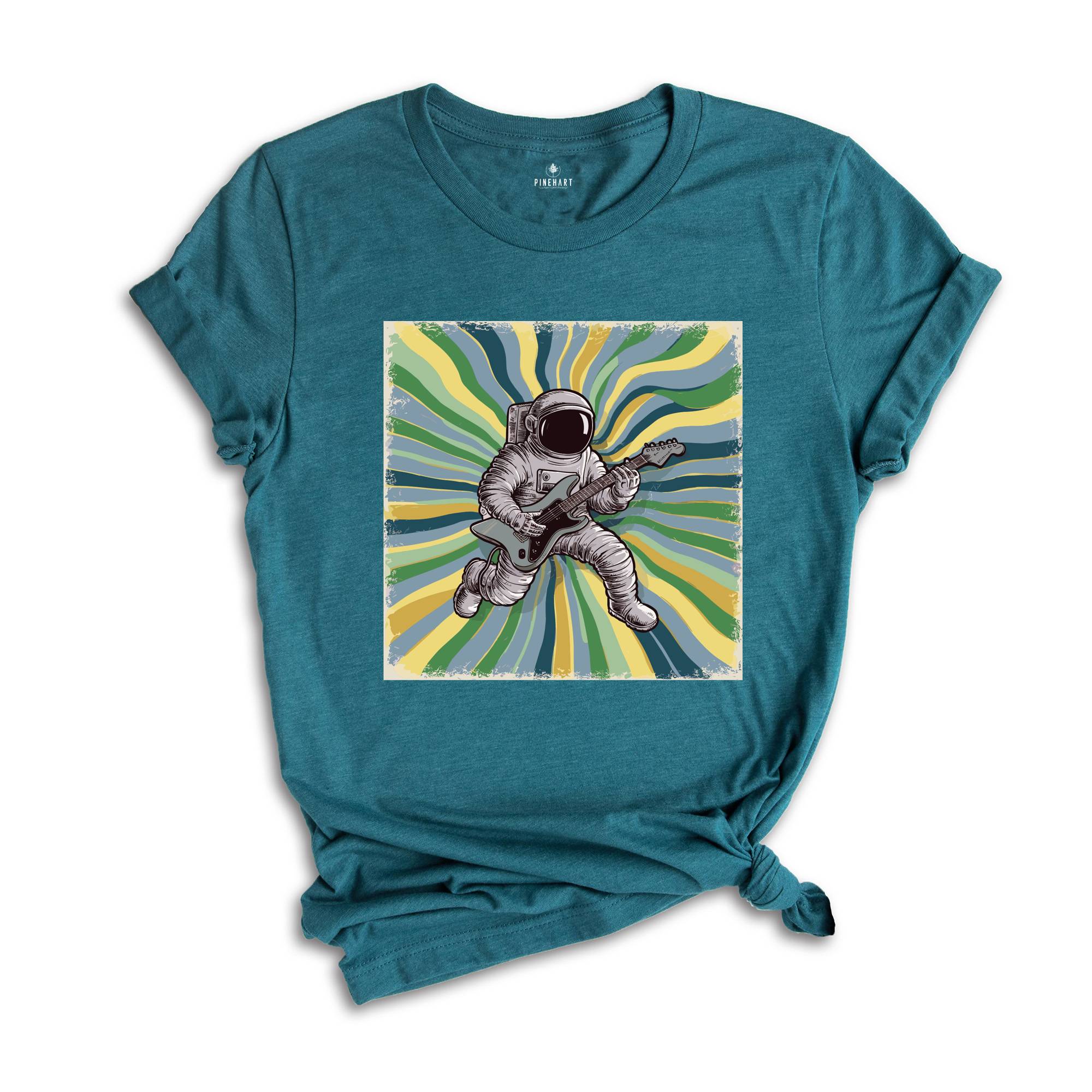 Astronaut Guitar T-shirt, Mens Guitar Lover Gift, Tee Top Astronaut T-shirt, Rockalicious Bassist Spaceman Shirt, Space Shirt