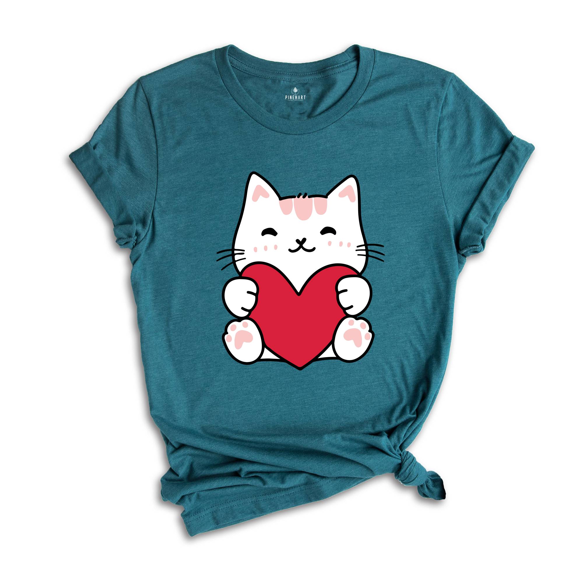 Cat Valentine Day Shirt, Valentines Day Gift, Cat Lover Tee, Cat Mom Tshirt, Valentine Cat Lover Shirt