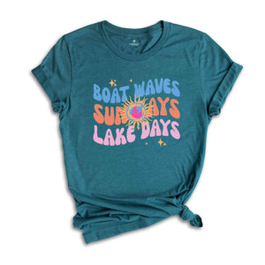 Boat Waves Sun Rays Lake Days Shirt, Summer Vibes Shirt, Beach Waves Shirt, Retro Summer Beach Shirt, Boating Shirt