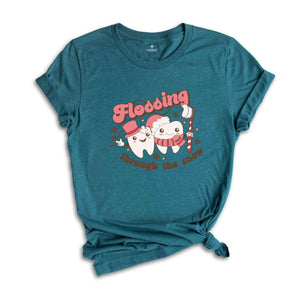 Flossing Through The Snow Shirt, Dental Christmas, Dentist Assistant Tee, Christmas Dentist, Dental Hygienist Shirt