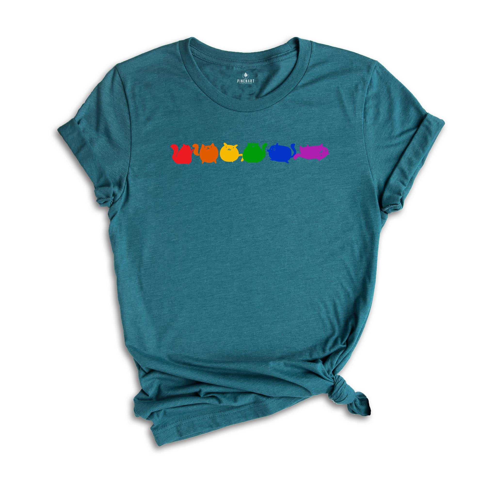 Rainbow Cat Shirt, Lesbian Shirt, Shirt For Cat Dad, Cat Lovers Shirt, Purride Gay Pride Cat T-Shirt, Pride Ally Shirt, Purride Shirt