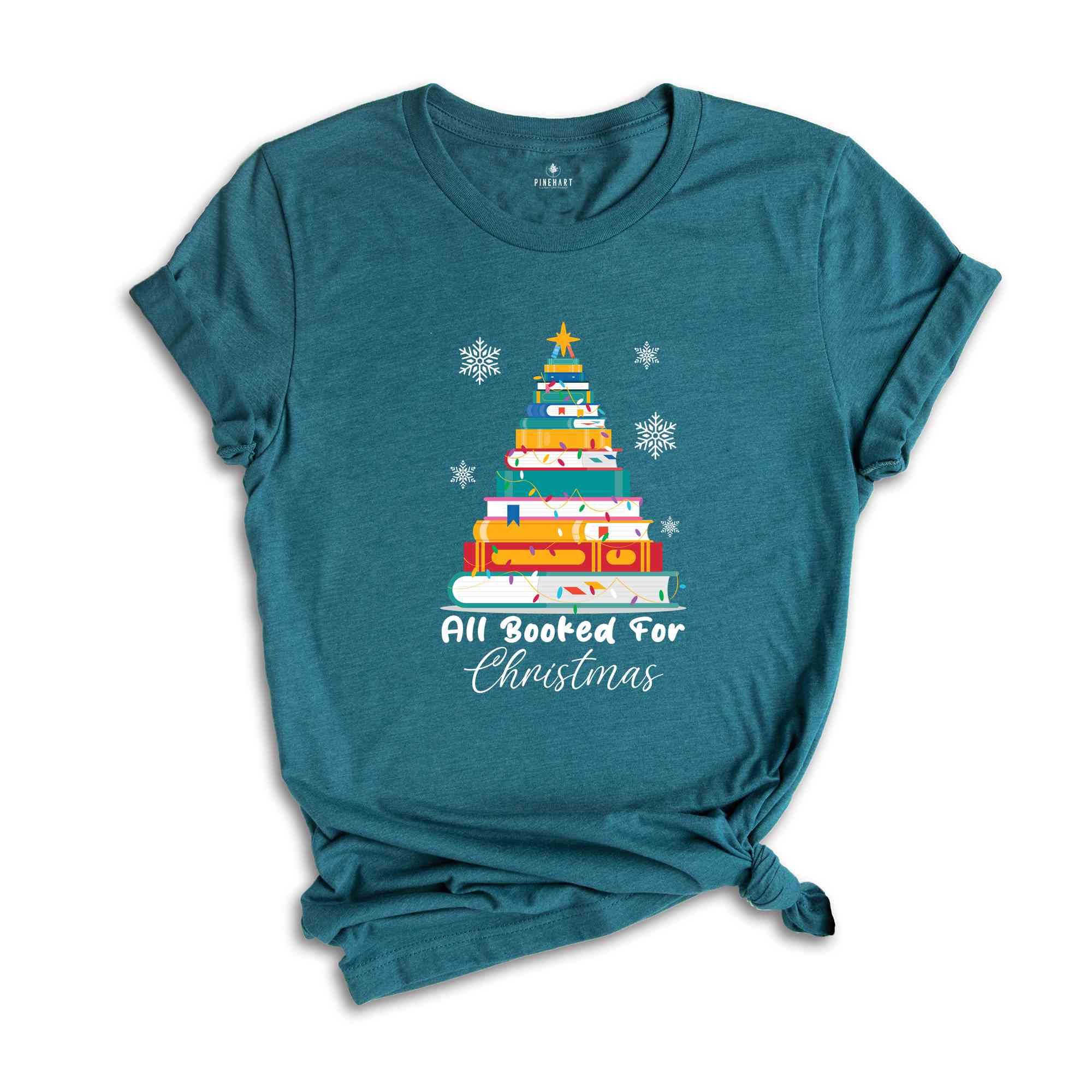 All Booked For Christmas Tee, Christmas Tree Shirt, Christmas Gift for Librarian, Bookworm Christmas Sweater, Book Lovers Christmas Tee