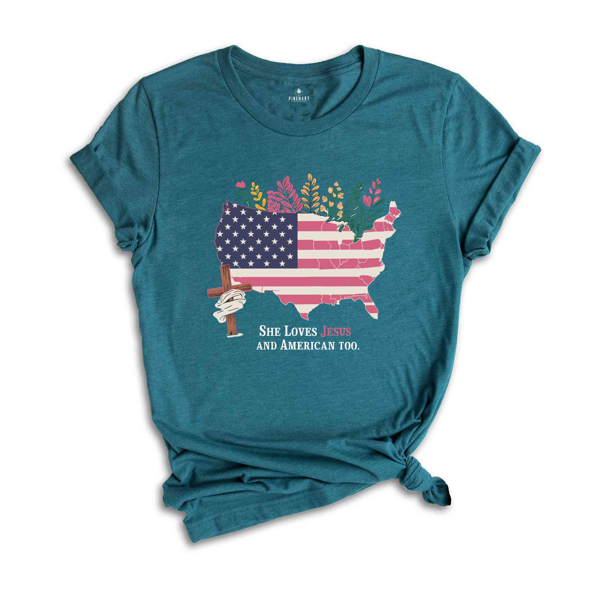 She Loves Jesus And America Too Shirt, 4th of July Shirt, Independence Day Tee, Christian 4th of July, Jesus Lover Shirt, Jesus Shirt