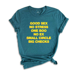 Good Sex No Stress One Boo No Ex Small Circle Big Checks Shirt, Sarcastic Shirts, Vintage Shirts, Inspirational Shirt