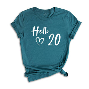 20th Birthday Shirt, Hello 20 T-Shirt, 2004 Birthday Shirt, 20th Birthday Gift, Twenty And Fabulous, 2004 birthday tee