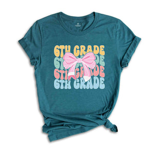 6th Grade Teacher Coquette Shirt, Teacher Pencil Coquette Bow Shirt, Teacher T-Shirt, Teacher Appreciation Shirt, Gifts For Teachers