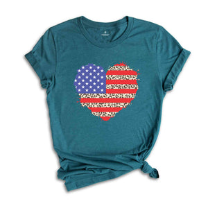 American Flag Leopard Shirt, American Flag Heart Shirt, Patriotic Shirt, USA Shirt, 4th Of July Shirt, July 4th Shirt, The US Flag Shirt