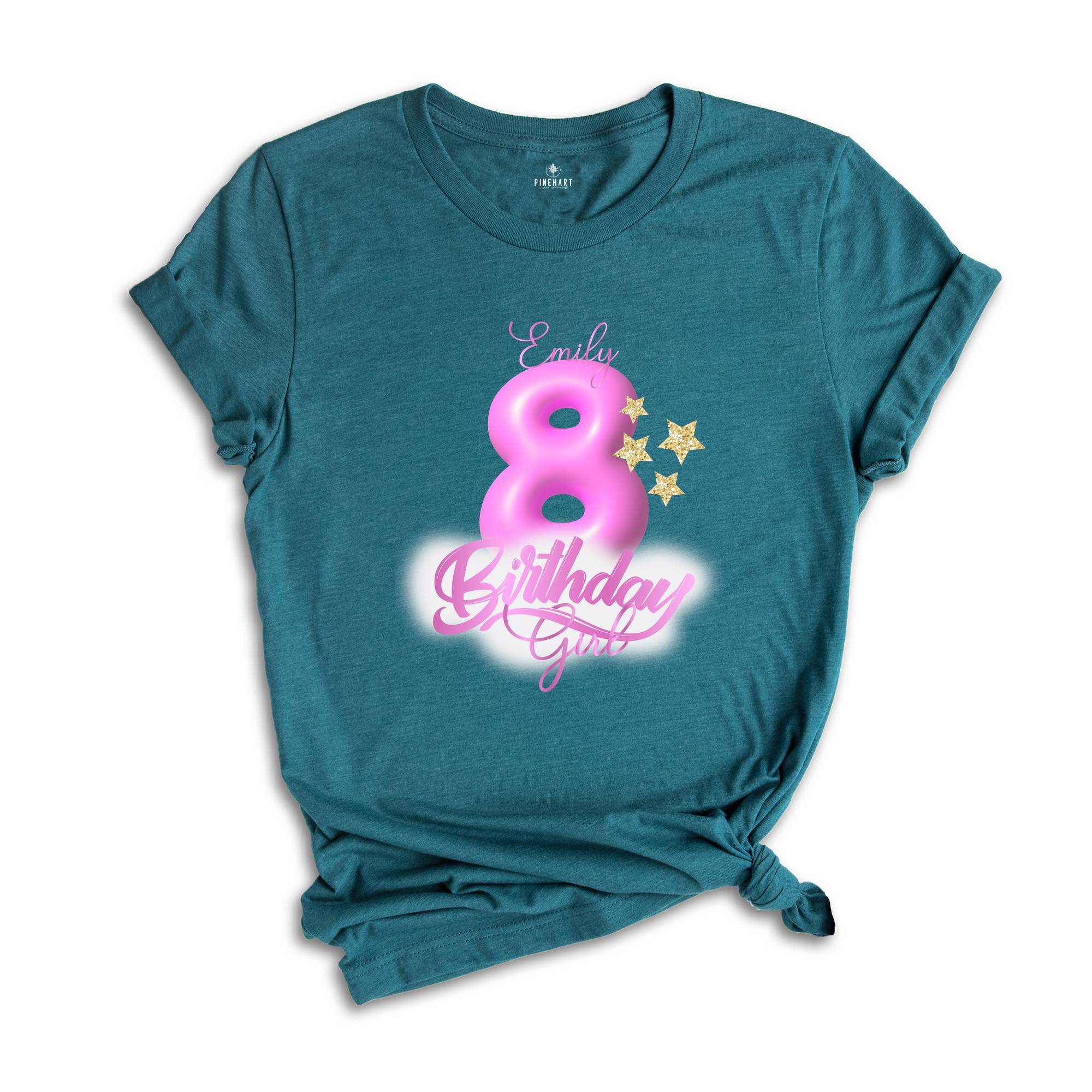 Custom Birthday Girl T-shirt, 8th Birthday Shirt, Birthday Party Shirt, Youth Adult Tshirt, Eight Birthday Tee, 8 Years Old Shirt