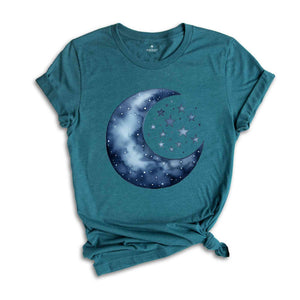 Moon and Stars Shirt, Boho Summer Shirt, Spring Break Tee, Celestial Shirt, Spiritual Shirt, Aesthetic Moon Shirt